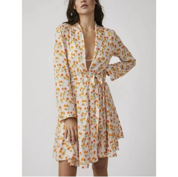 Free People Orange Wrap Dress NWT - Picture 15 of 16